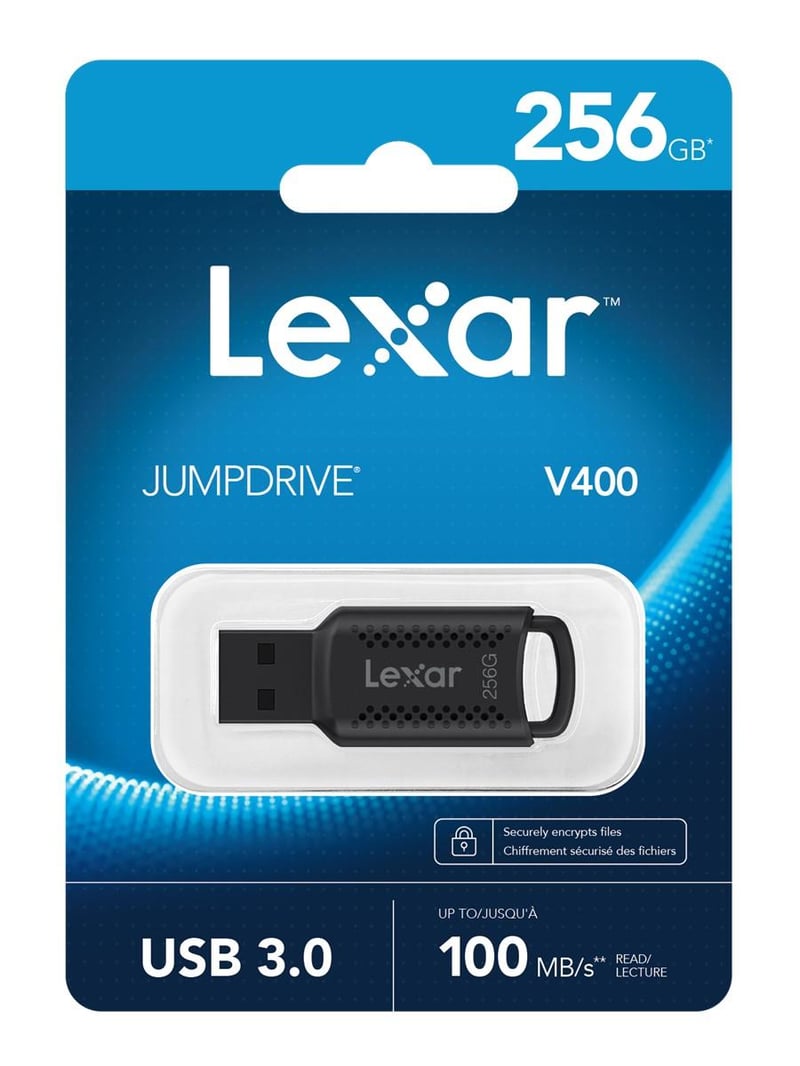 Lexar V400 256GB JumpDrive® USB3.0 Flash Drive, up to 100MB/s read, Black,Secur image 2
