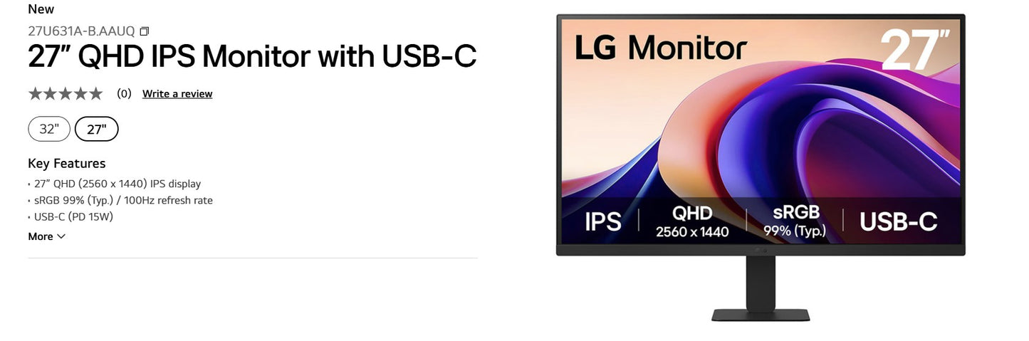 LG 27'' IPS 5ms QHD HDR10 Monitor with AMD FreeSync™ HDMI/DP Tilt VESA 100 x10 image 0