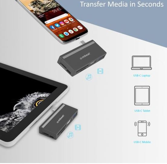 mbeat® Essential 5-IN-1 USB- C Hub ( USB hub 2.0, 3.0, SD/TF Card Reader Sup image 3