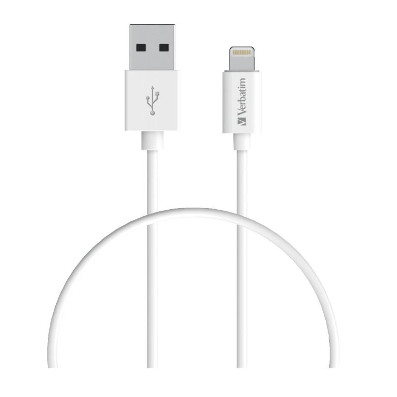 Verbatim Charge & Sync Lightning Cable 1m - White--Lightning to USB A (66580) (LS)