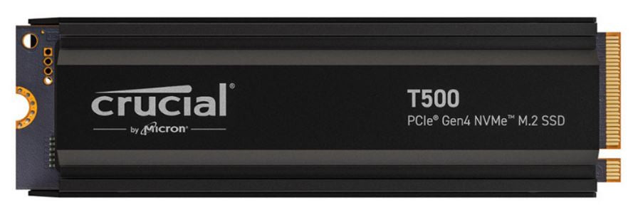 Crucial T500 1TB Gen4 NVMe SSD Heatsink - 7300/6800 MB/s R/W 600TBW 1440K IOPs 1