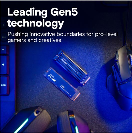 Crucial T710 2TB PCIe Gen5 NVMe 2280 SSD - 14500/13800 MB/s R/W 1200TBW 1500K IO