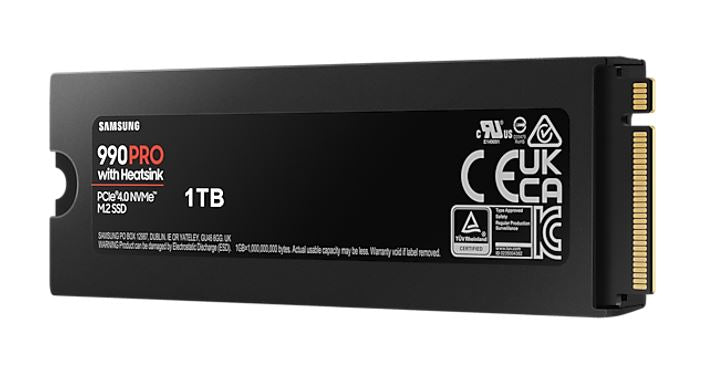 Samsung 990 Pro 1TB with Heatsink Gen4 NVMe SSD 7450MB/s 6900MB/s R/W 1550K/1200