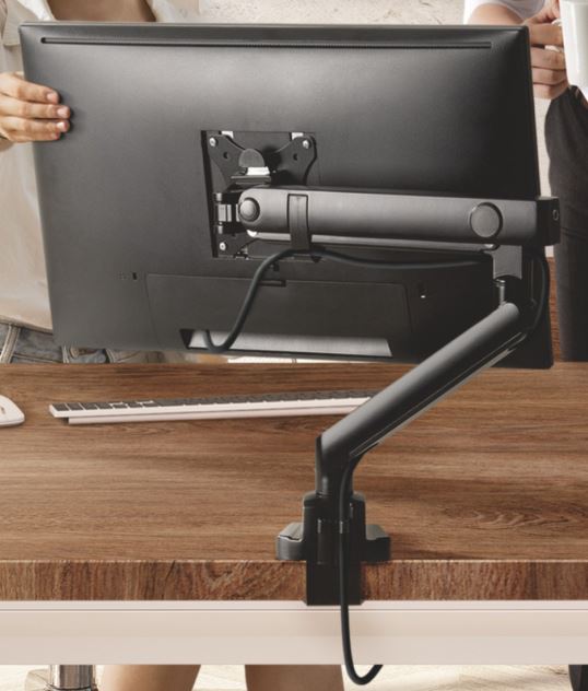 Brateck Single Monitor Aluminium Slim Mechanical Spring Monitor Arm Fit Most 17'-32' Monitor Up to 8kg per screen VESA 75x75/100x100 (LS)