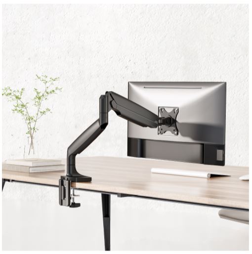 Brateck LDT82-C012E SINGLE SCREEN HEAVY-DUTY MECHANICAL SPRING MONITOR ARM For most 17'~45' Monitors, Matte Black (LS)