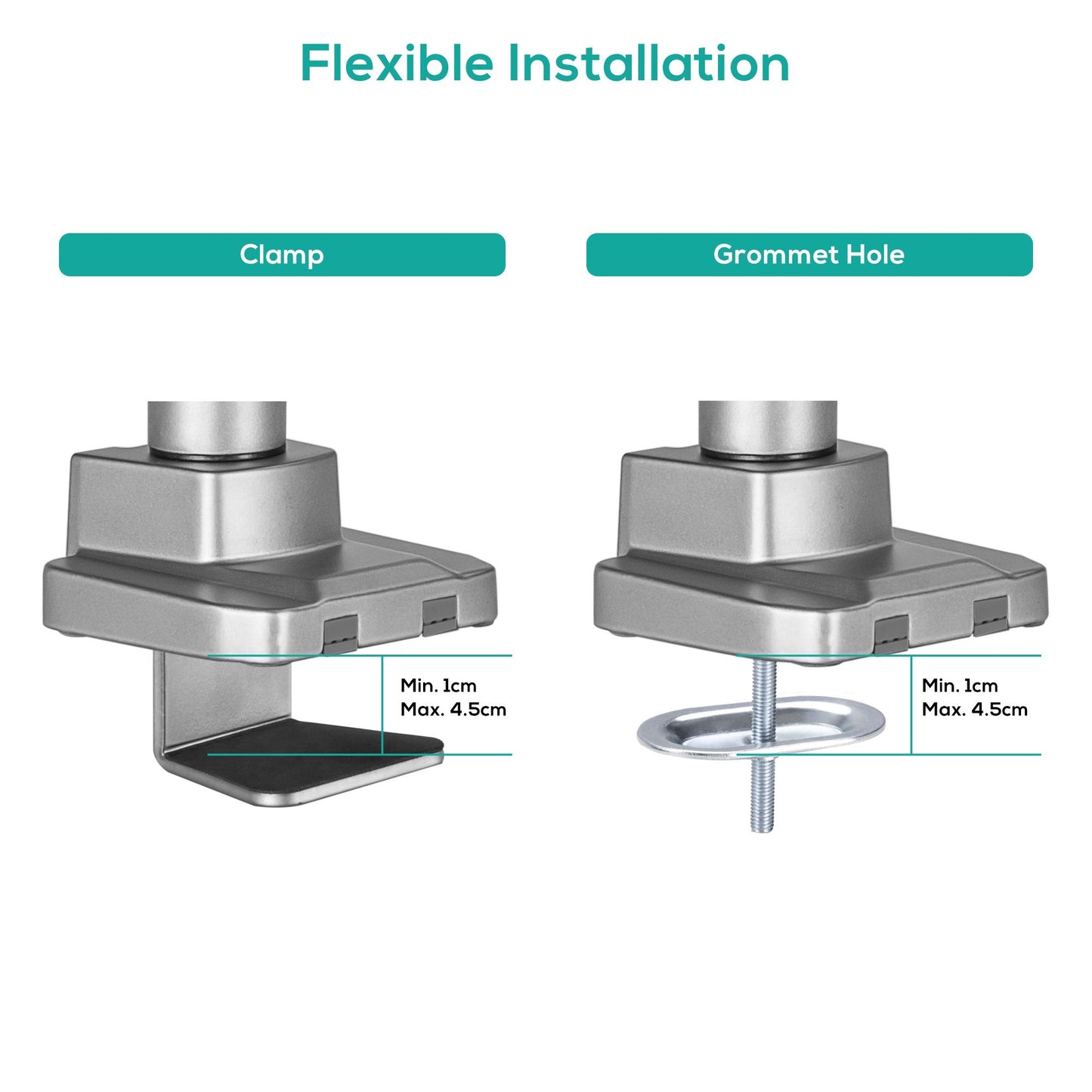 mbeat® Activiva Heavy Duty Single Monitor Screen Gas Spring Monitor Arm ACA-HMA-SGS01Y Color: Metallic Grey Screen Rotation: +180°~-180°
