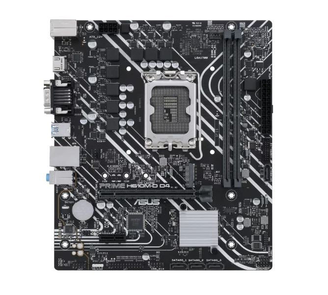 ASUS H610M PRIME H610M-D D4-CSM Intel LGA 1700 mATX Motherboard, DDR4 64GB, PCIe4.0, M.2, 1Gb Ethernet, HDMI, D-SUB, USB3.2 Gen1, SATA 6Gbps,
