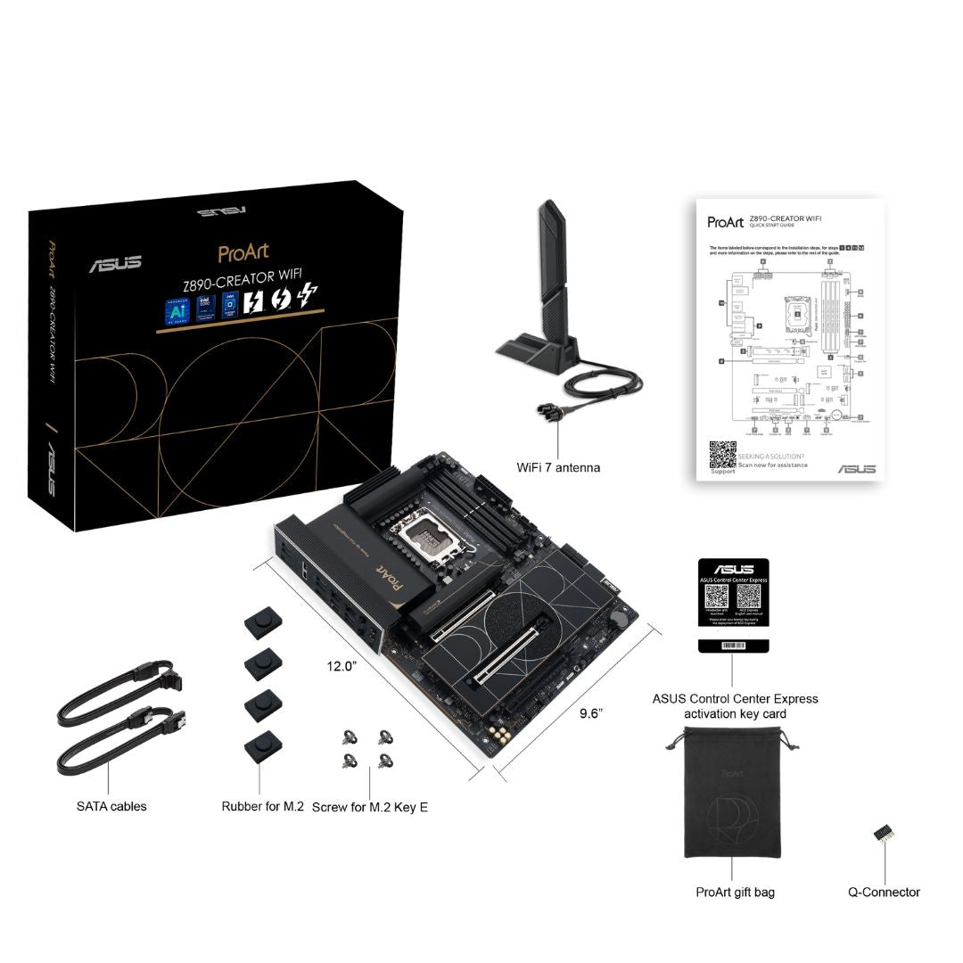 ASUS ProArt Z890-CREATOR WIFI LGA1851 ATX Motherboard 192GB, DDR5, 2 x PCIe 5.0 x16 slots, 5 x M.2 slots, 4 x SATA 6Gb/s