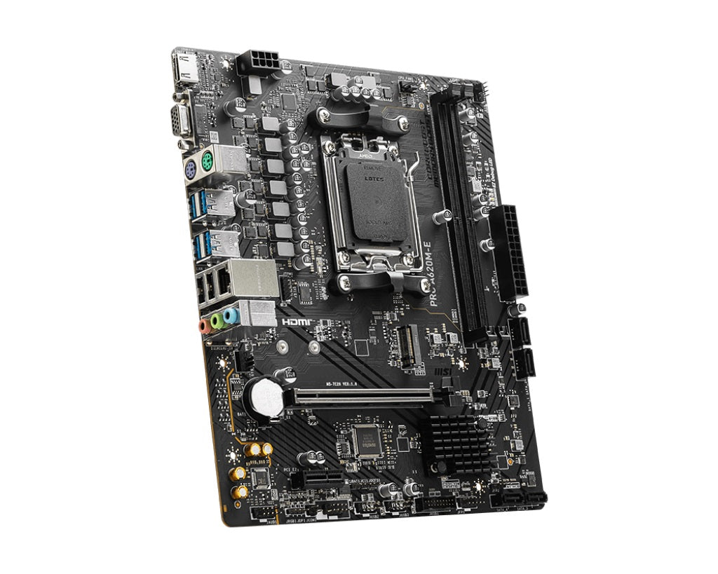 MSI PRO A620M-E AM5 mATX MB 2xDDR5 1xPCIE 16 1 PCI-E 1 1xM.2 4xSATA 4xUSB 3.2 2x