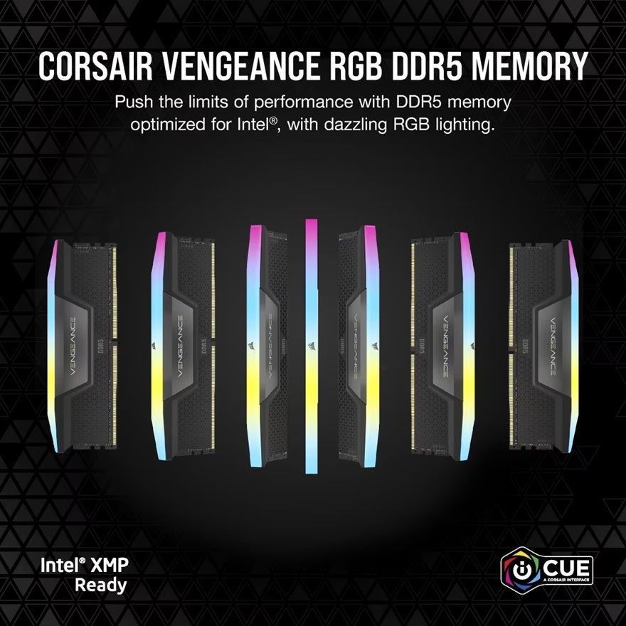 Corsair Vengeance RGB 32GB (2x16GB) DDR5 DRAM 6000MT/s CL38 Memory Kit — Black