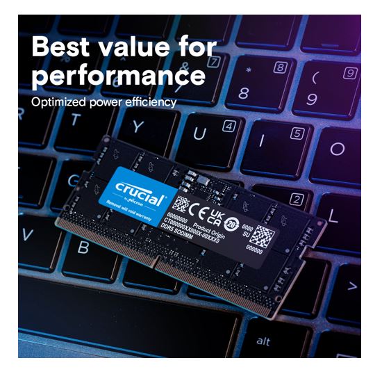 Crucial 64GB (1x64GB) DDR5 SODIMM 5600MHz CL46 Desktop PC Memory
