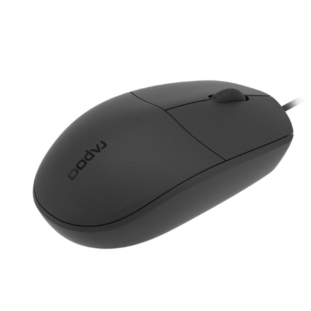 RAPOO N100 Wired USB Optical 1000DPI Mouse Black - No Driver Required/ Designed