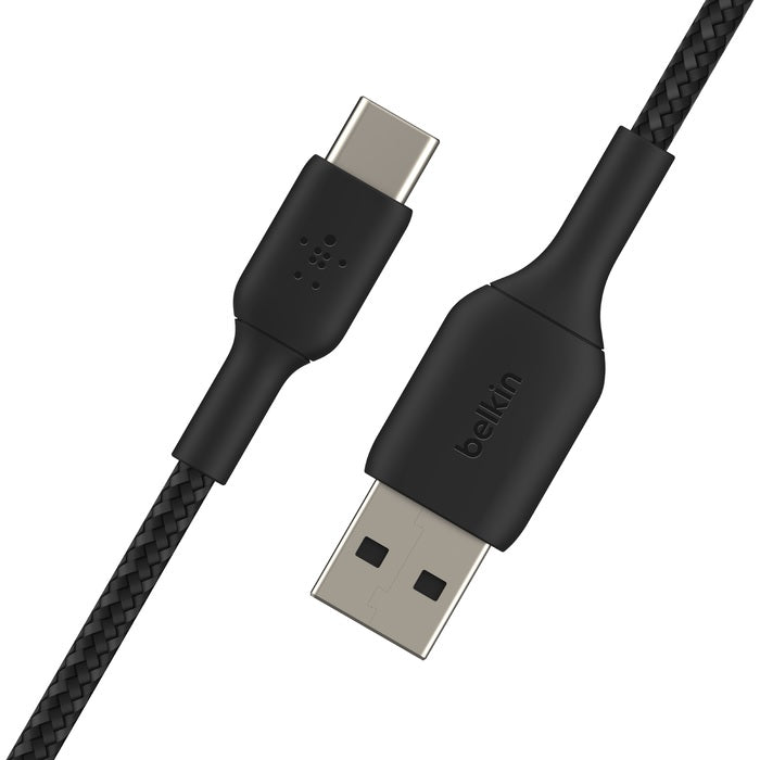 Belkin BoostCharge Braided USB-C to USB-A Cable (3M) - Black (CAB002bt3MBK), 15W