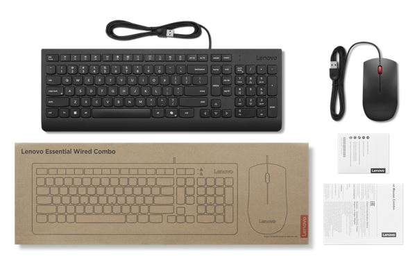 Lenovo Universal USB Keyboard Mouse Combo – Adjustable Tilt Leg Spill Resistan