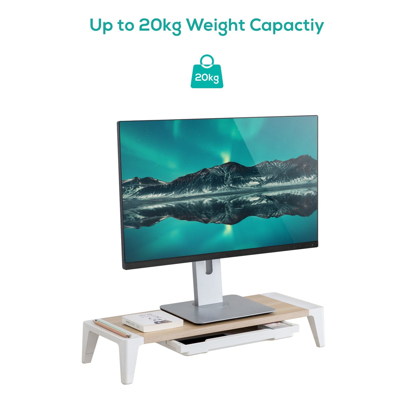 mbeat® activiva Eroglife Monitor Stand Riser with Storage Drawer - Ergonomic D