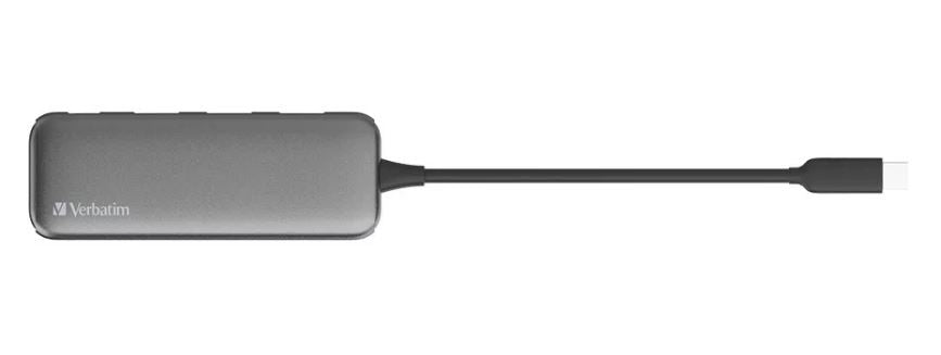 Verbatim USB-C Hub with 2 x USB-A 3.2 Gen 1 supports up to 5Gbps data transfer, 1 x USB-C supports up to 5Gbps data transfer - Space Grey
