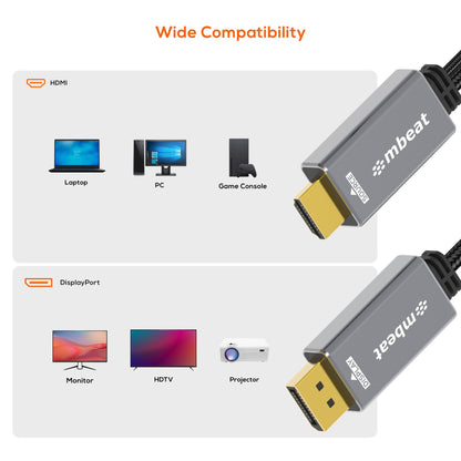 mbeat Tough Link 1.8m HDMI to DisplayPort Cable with USB Power  4K@60Hz (3840×2 image 2