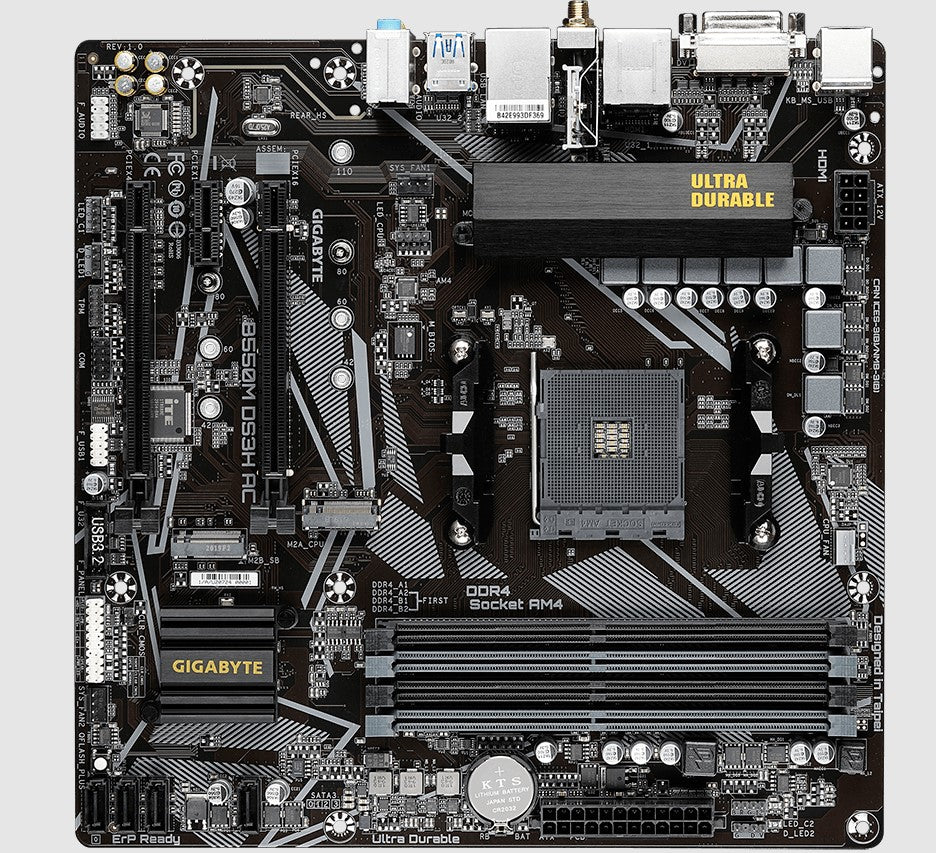 Gigabyte B550M DS3H AC AM4 Ryzen mATX Motherboard, 4x DDR4, 3x PCI-e, 2x M.2, 4x image 0