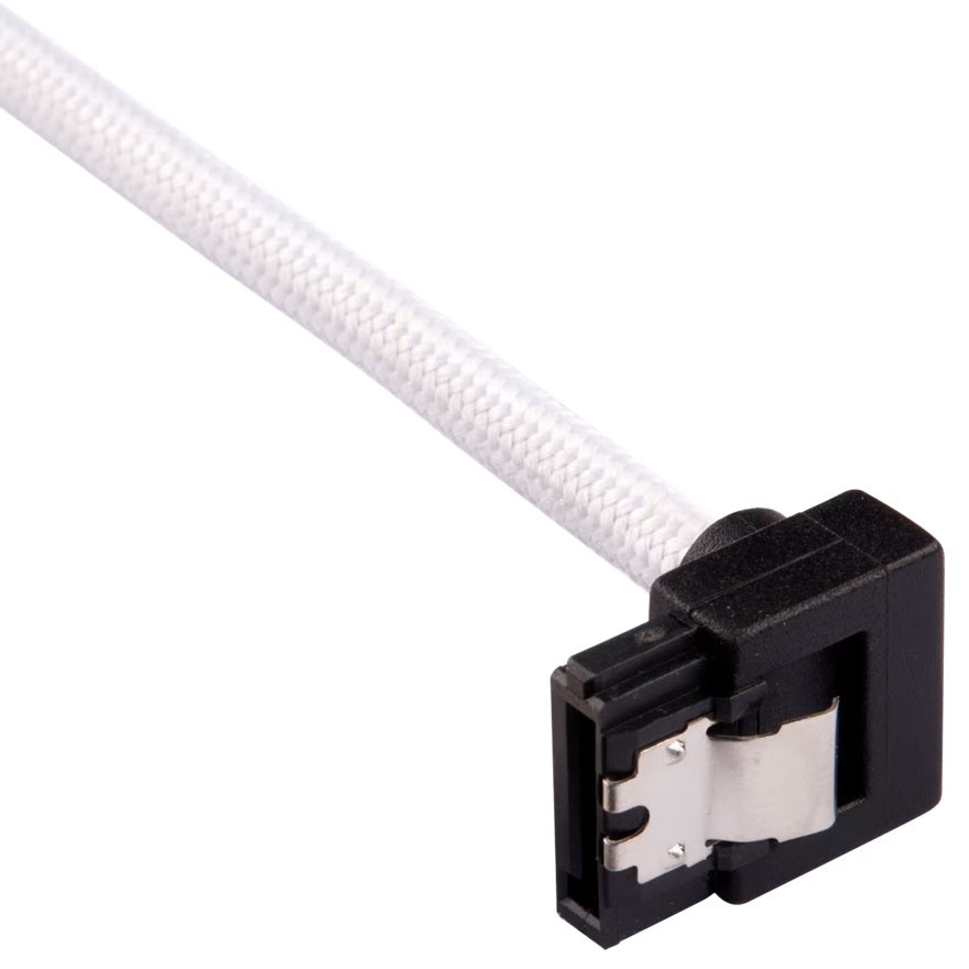 Corsair Premium Sleeved SATA 6Gbps 60cm 90° Connector Cable — White image 2