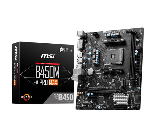 MSI B450M-A PRO MAX AMD M-ATX Motherboard - AM4 Ryzen, 2xDDR4, 4xSATAIII, M.2, 4 image 0