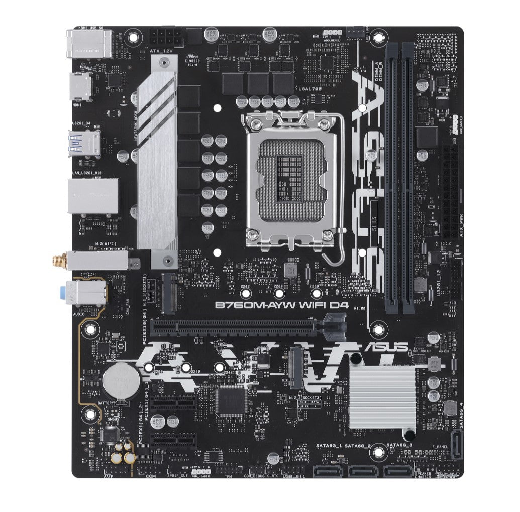 ASUS B760M-AYW WIFI D4 Intel LGA 1700 mATX Motherboard 64GB, 2xDDR4, 1 x PCIe 4. image 0