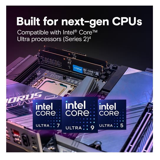 Crucial 16GB (1x16GB) DDR5 CUDIMM 6400MHZ CL52 Desktop PC Memory for Intel Core image 2