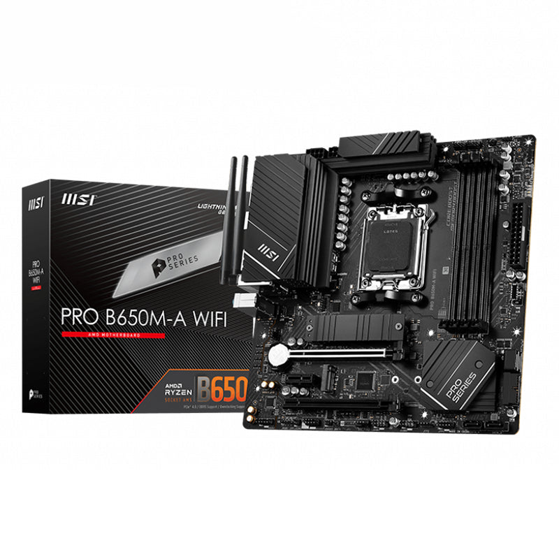 MSI PRO B650M-A WIFI AMD AM5 MATX Motherboard, 4x DDR5 ~128GB, 1x PCI-E x16, 2x image 0