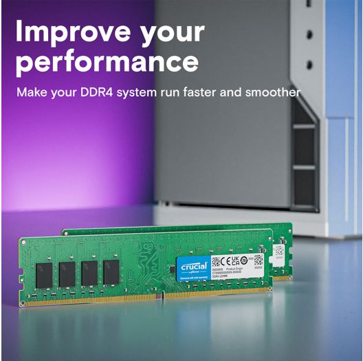 Crucial 64GB (2x32GB) DDR4 UDIMM 3200MHz CL22 1.2V Dual Ranked Desktop PC Memory image 2