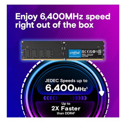 Crucial 16GB (1x16GB) DDR5 CUDIMM 6400MHZ CL52 Desktop PC Memory for Intel Core image 1
