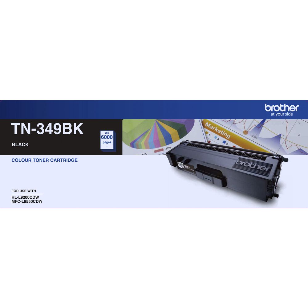 Brother TN-349BK Super High Yield Black Toner- HL-L9200CDW MFC-L9550CDW - 6000Pa image 0