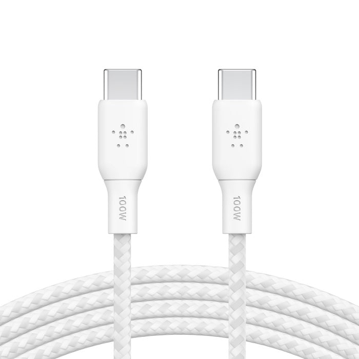 Belkin BoostCharge Braided USB-C to USB-C Cable 2M - White (CAB014bt2MWH), 100W, image 0