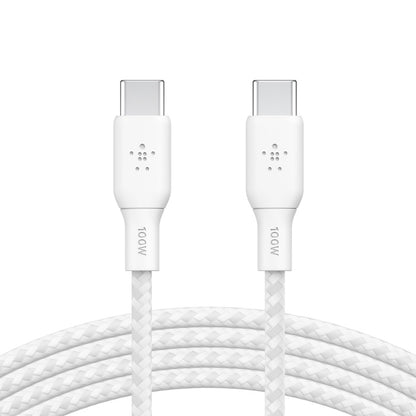 Belkin BoostCharge Braided USB-C to USB-C Cable 2M - White (CAB014bt2MWH), 100W, image 0