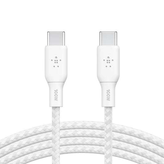 Belkin BoostCharge Braided USB-C to USB-C Cable 2M - White (CAB014bt2MWH), 100W, image 0