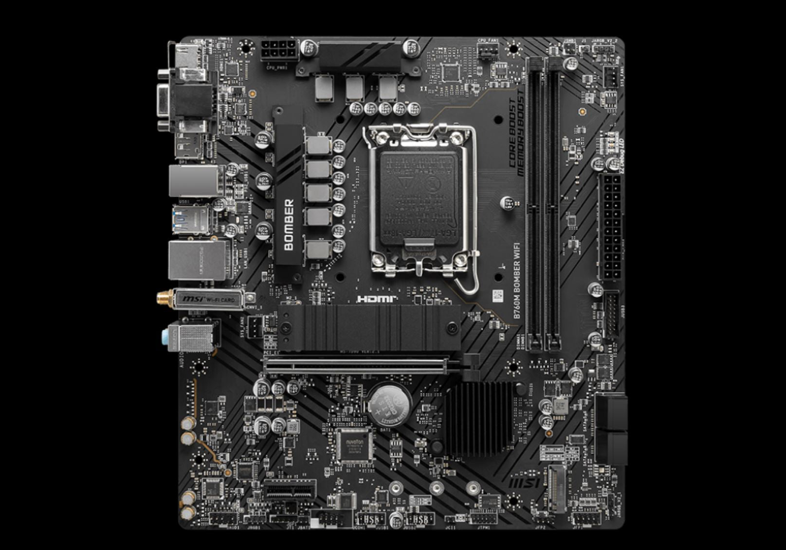 MSI PRO B760M BOMBER WIFI  mATX Motherboard, 4x DDR5~128GB, 2x PCI-E x 16, 1x PC image 1