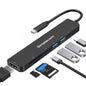 Simplecom CH547 USB-C 7-in-1 Multiport Adapter USB Hub HDMI Card Reader PD image 0