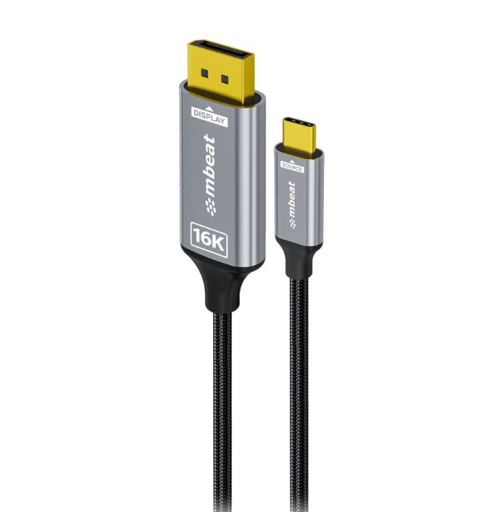 mbeat Tough Link 1.8m 16K USB-C to DP Cable - Space Grey 40Gbps USB-C (male) to image 1