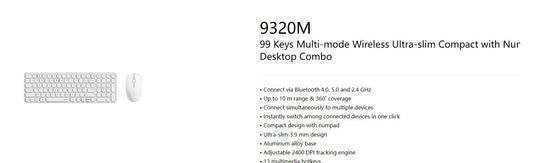RAPOO 9320M Bluetooth 4.0, 5.0 + 2.4G  Wireless Multi-mode Keyboard Mouse Combo, image 0