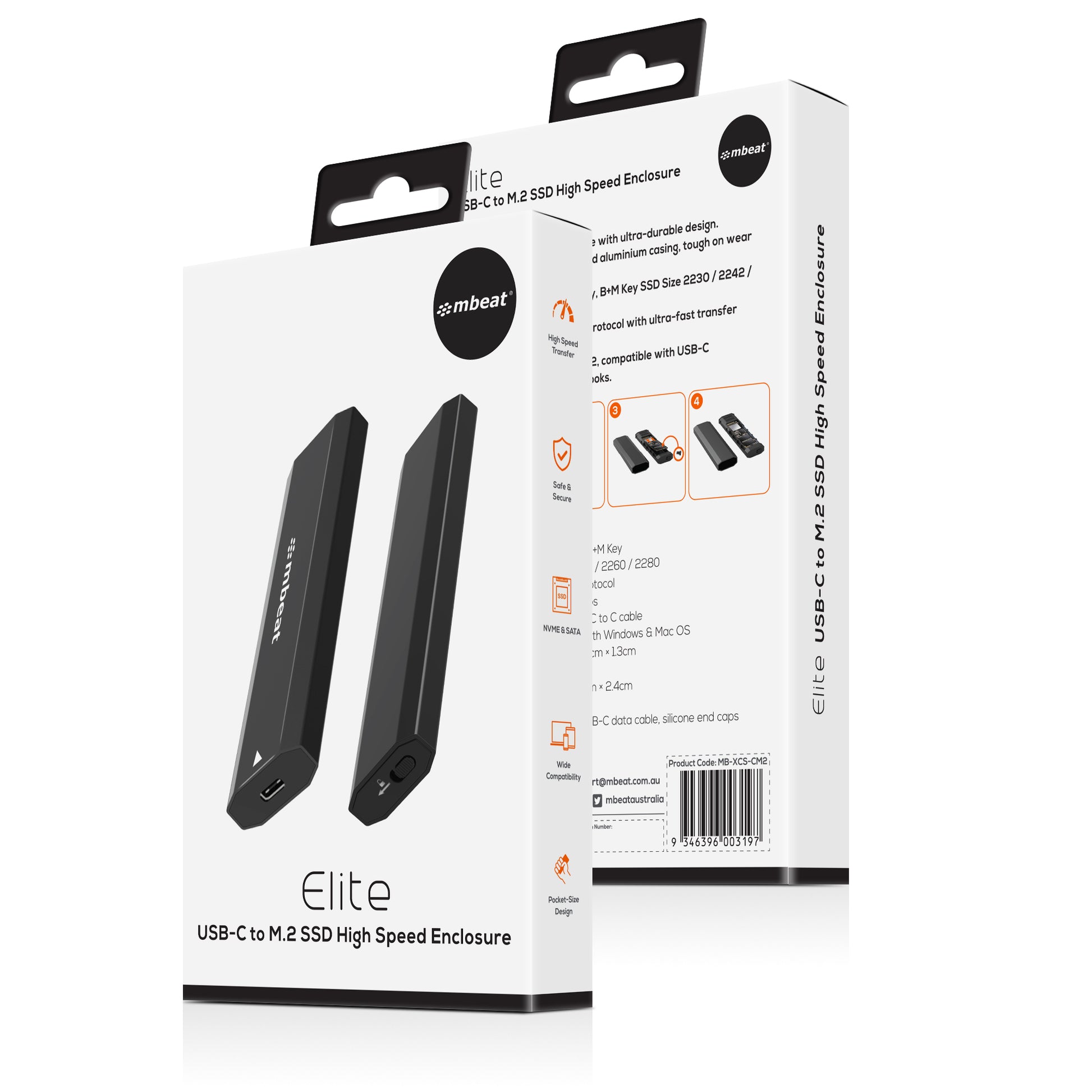 mbeat Elite USB-C to M.2 SSD Enclosure - Pocket Size, Ultra Durable, Supports M image 2