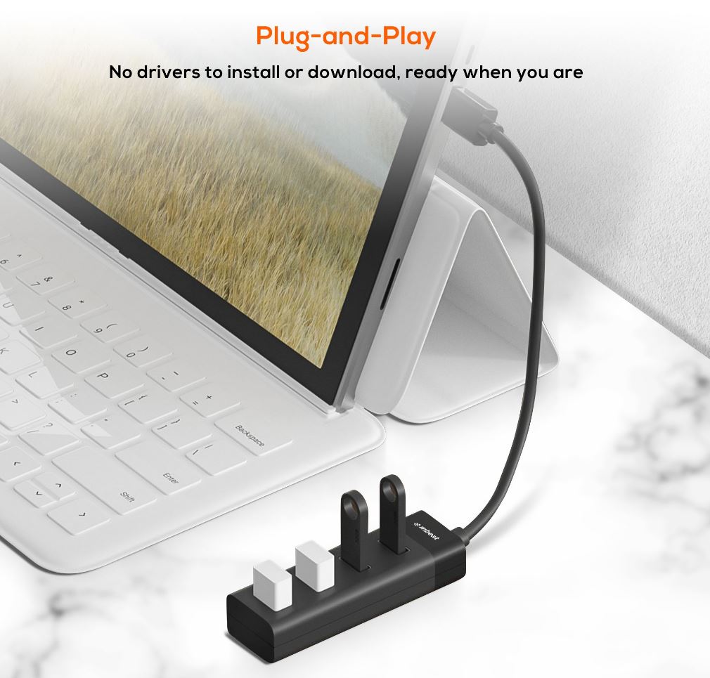 mbeat® 4-Port USB 3.0 Hub - Black image 2