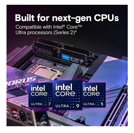 Crucial 64GB (1x64GB) DDR5 CUDIMM 6400MHZ CL52 Desktop PC Memory for Intel Core image 2