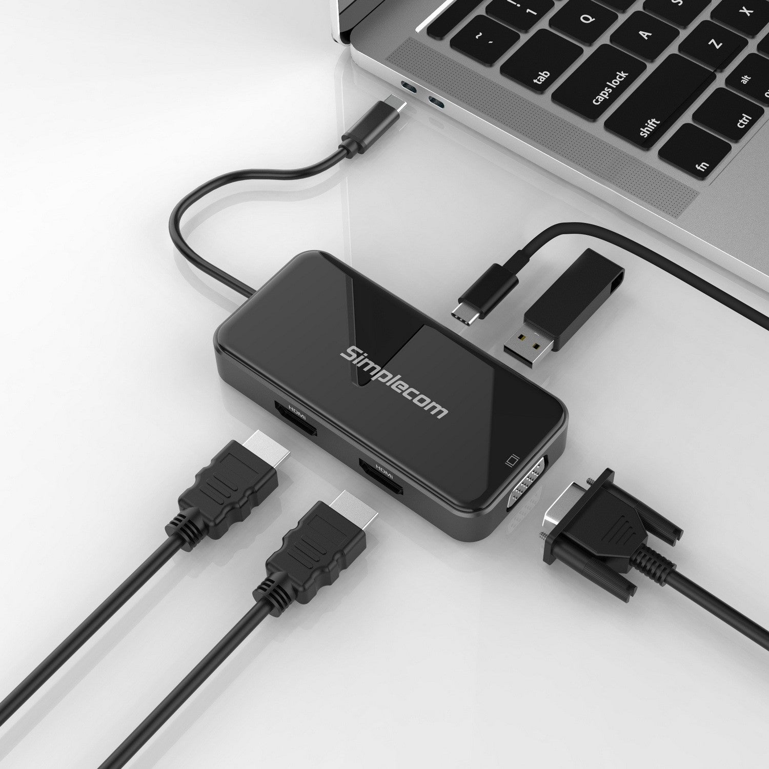Simplecom DA451 5-in-1 USB-C Multiport Adapter MST Hub with VGA and Dual HDMI image 3