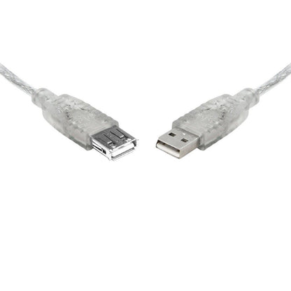 8Ware USB 2.0 Extension Cable 3m A to A Male to Female Transparent Metal Sheath image 0