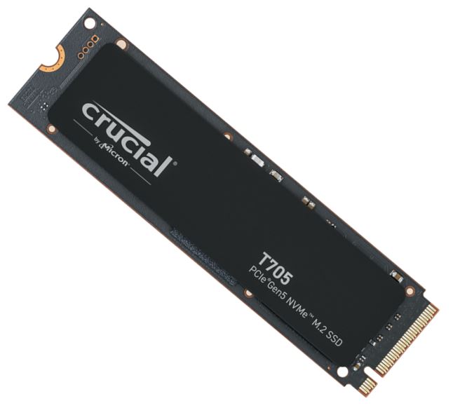 Crucial T705 4TB Gen5 NVMe SSD - 14100/12600 MB/s R/W 2400TBW 1500K IOPs 1.5M hr image 0