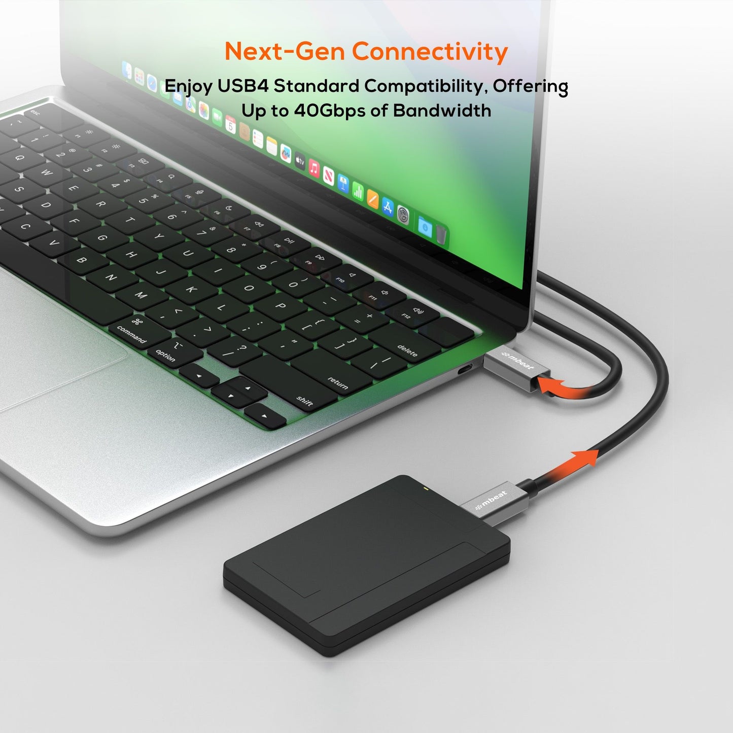 mbeat Tough Link 1m USB 4.0 USB-C Cable - Space Grey Video Resolution: Maximum 8 image 1