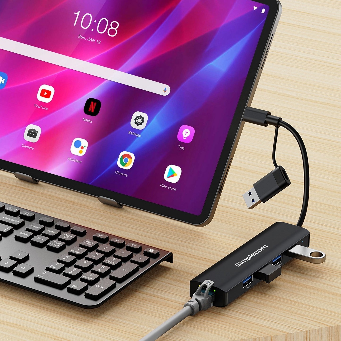 Simplecom CHN436 USB-C and USB-A to 4-Port USB HUB with Gigabit Ethernet Adapter image 3