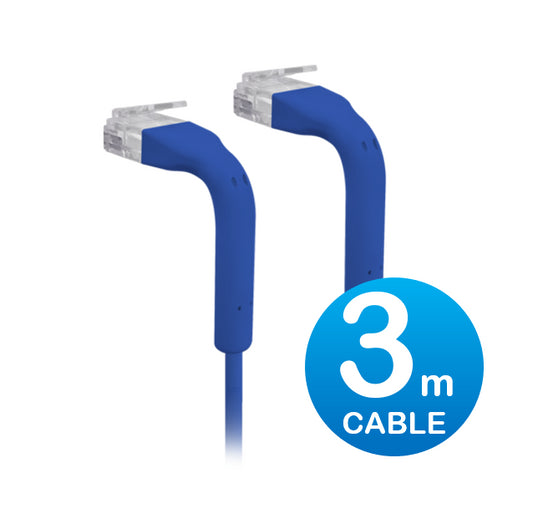 Ubiquiti UniFi Patch Cable Single Unit, 3m, Blue, End Bendable to 90 Degree, RJ4 image 0