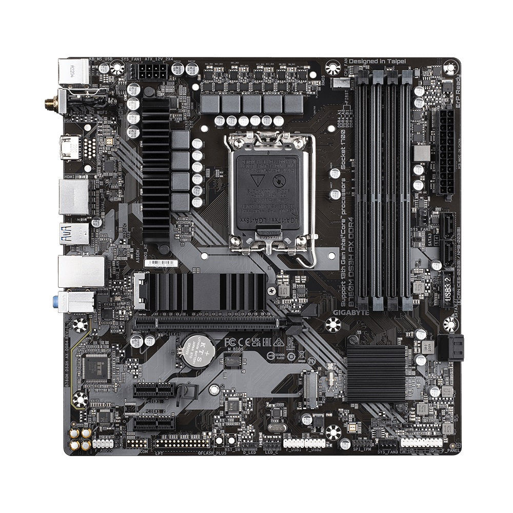 Gigabyte B760M DS3H AX DDR4 Intel LGA 1700 m-ATX Motherboard, 4x DDR4 ~128GB, 1x image 1