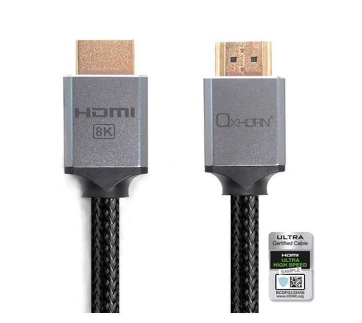 Oxhorn HDMI2.1a 8K@60Hz 3D Ultra Certified Ethernet Aluminum Header Cable 3m Mal image 0