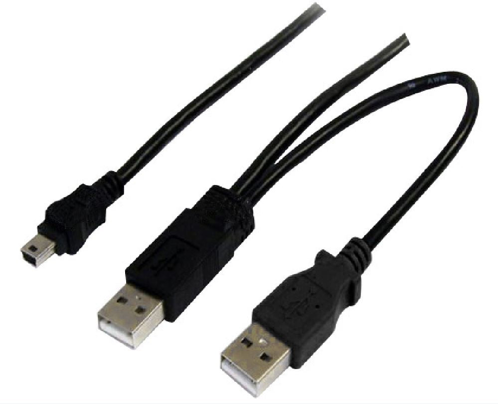Astrotek USB 2.0 Y Splitter Cable - Type A Male to Mini B 5 pins 1m + USB Type A image 0