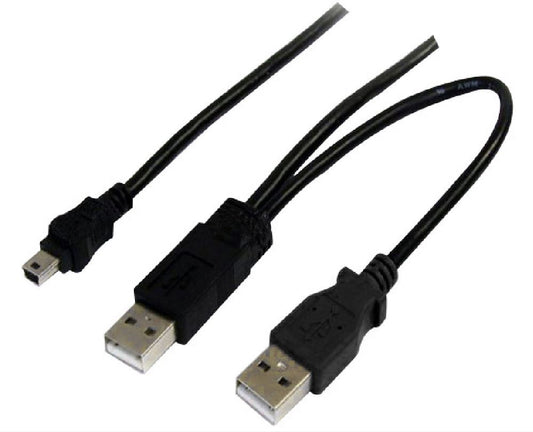 Astrotek USB 2.0 Y Splitter Cable - Type A Male to Mini B 5 pins 1m + USB Type A image 0